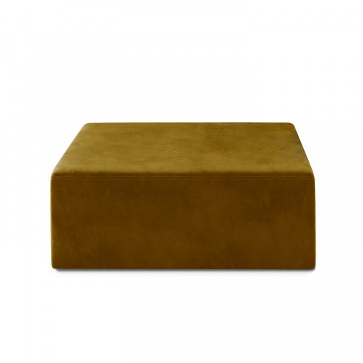 Pouf Carré XL Soren Velours Jaune Moutarde