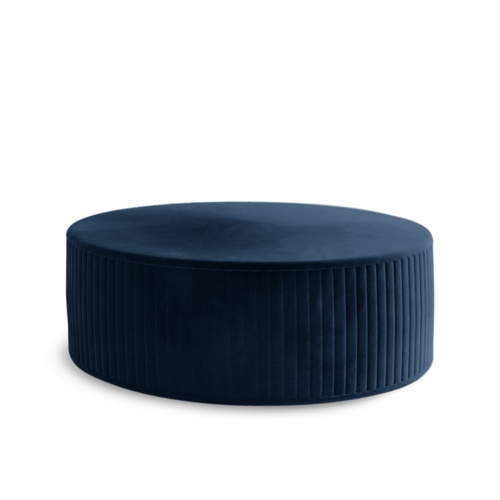 Pouf Rond XL Fabio Velours Bleu Foncé