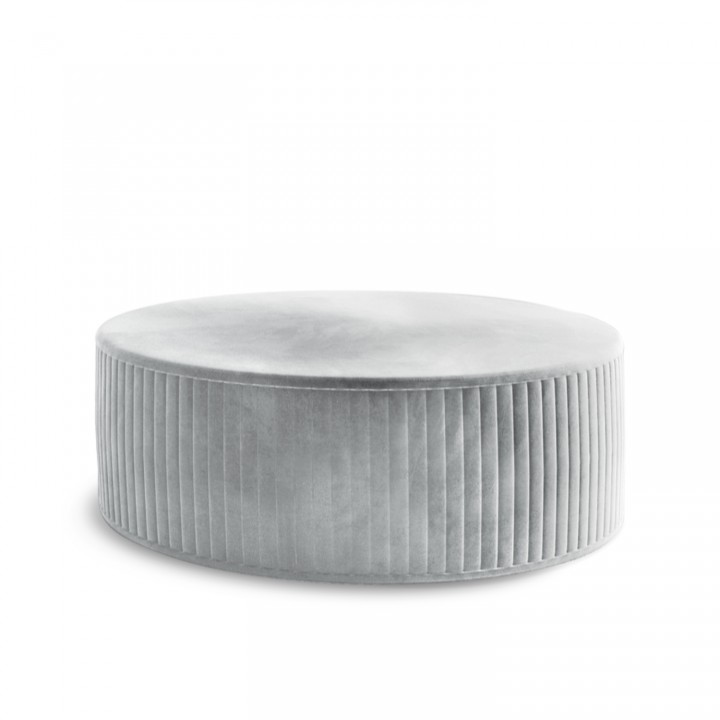 Pouf Rond XL Fabio Velours Gris