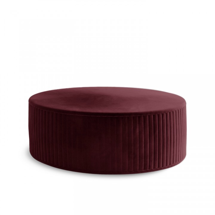 Pouf Rond XL Fabio Velours Rouge