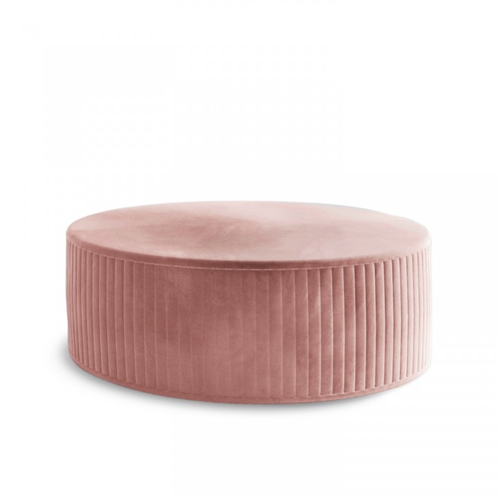 Pouf Rond XL Fabio Velours Vieux Rose