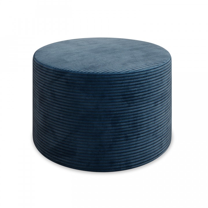 Pouf Rond XL Marki Velours Côtelé Bleu