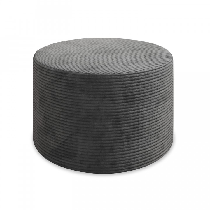 Pouf Rond XL Marki Velours Côtelé Gris Foncé