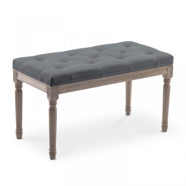 Banc capitonné Romane style Louis XVI tissu Gris