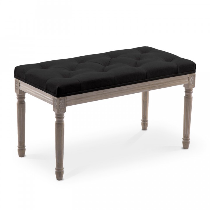 Banc capitonné Romane style Louis XVI tissu Noir