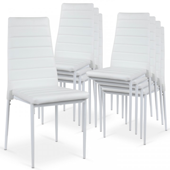 Lot de 8 chaises Strip empilables Blanc