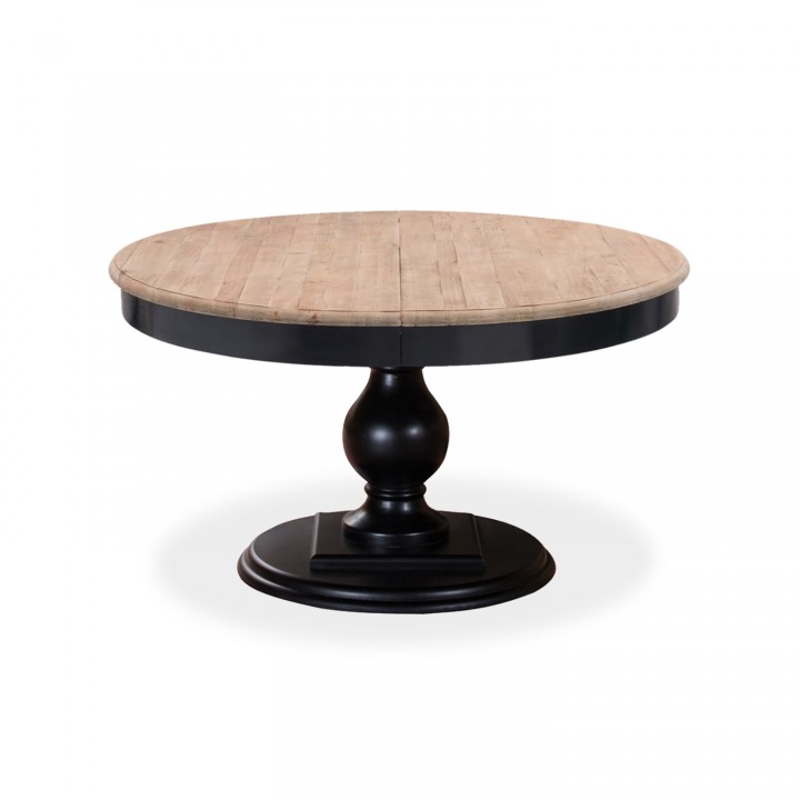 Table ronde extensible en bois massif Héloïse Bois naturel et pied noir