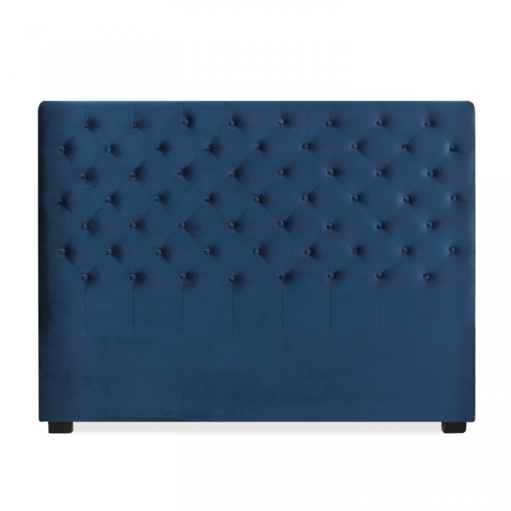 Tête de lit capitonnée Constance 160cm Velours Bleu Foncé