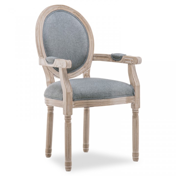 Fauteuil médaillon Louis XVI tissu Gris