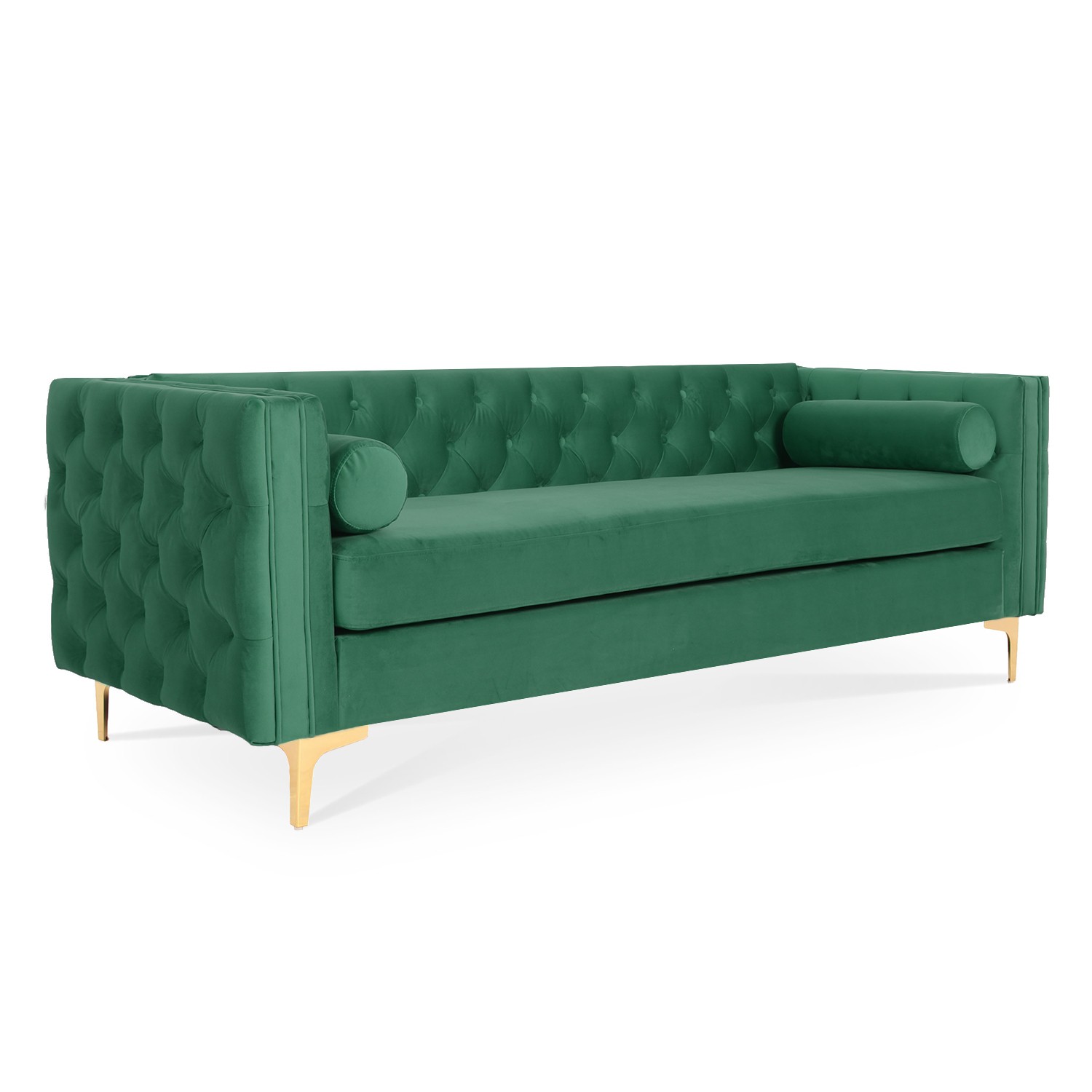 Canapé À 3 Places | Sofa De Salon | Canapé Droit Vert Foncé 180 Cm Velours à Prix