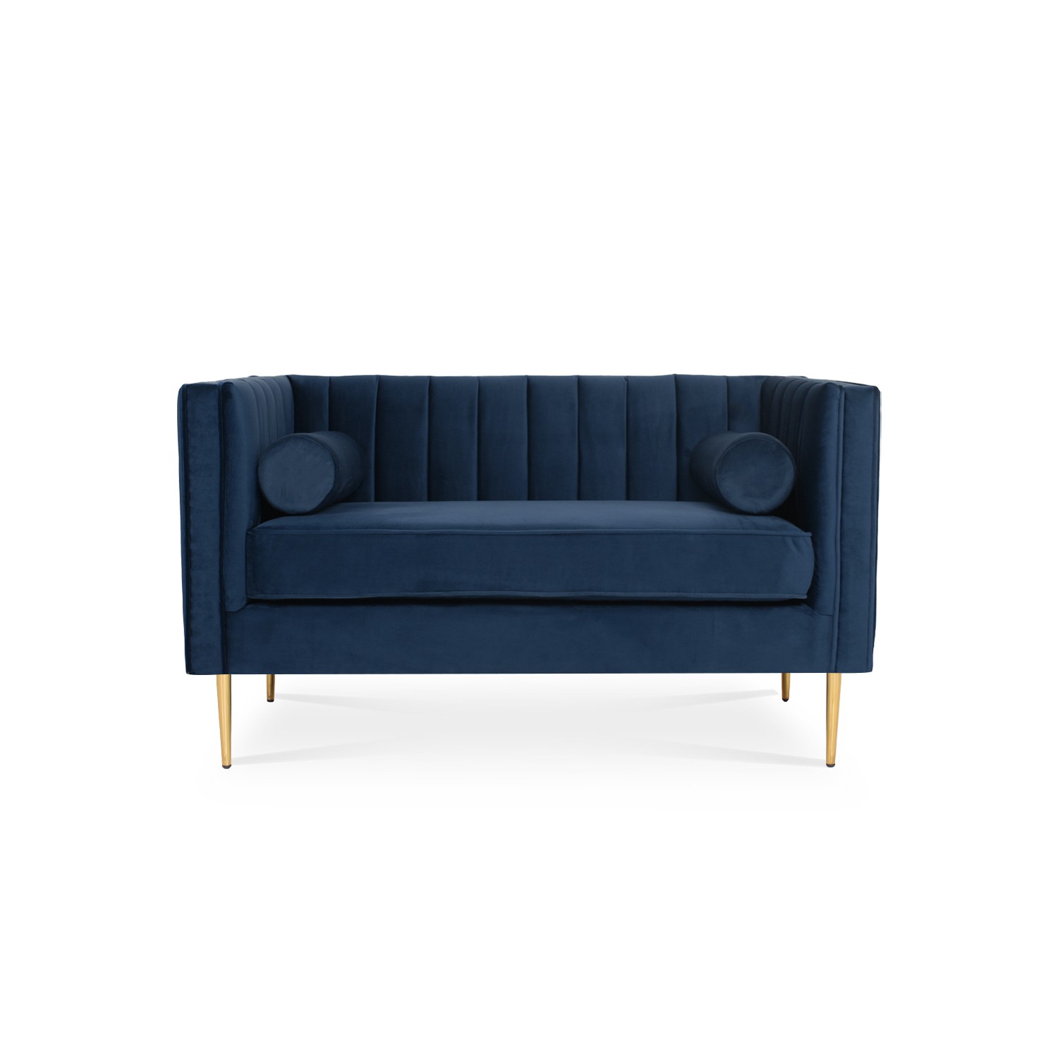 Canapé Fixe 2 Places Habitat Velours Bleu – Parfait état, Style Contemporain Et Cosy