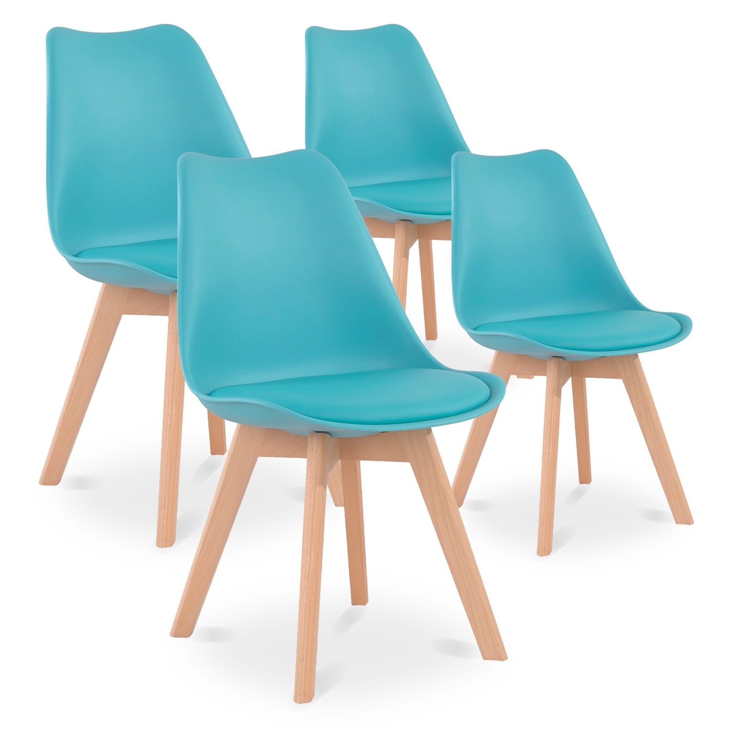 Lot 4 Chaises de Salle à Manger Design Moderne en Synthétique Bleu