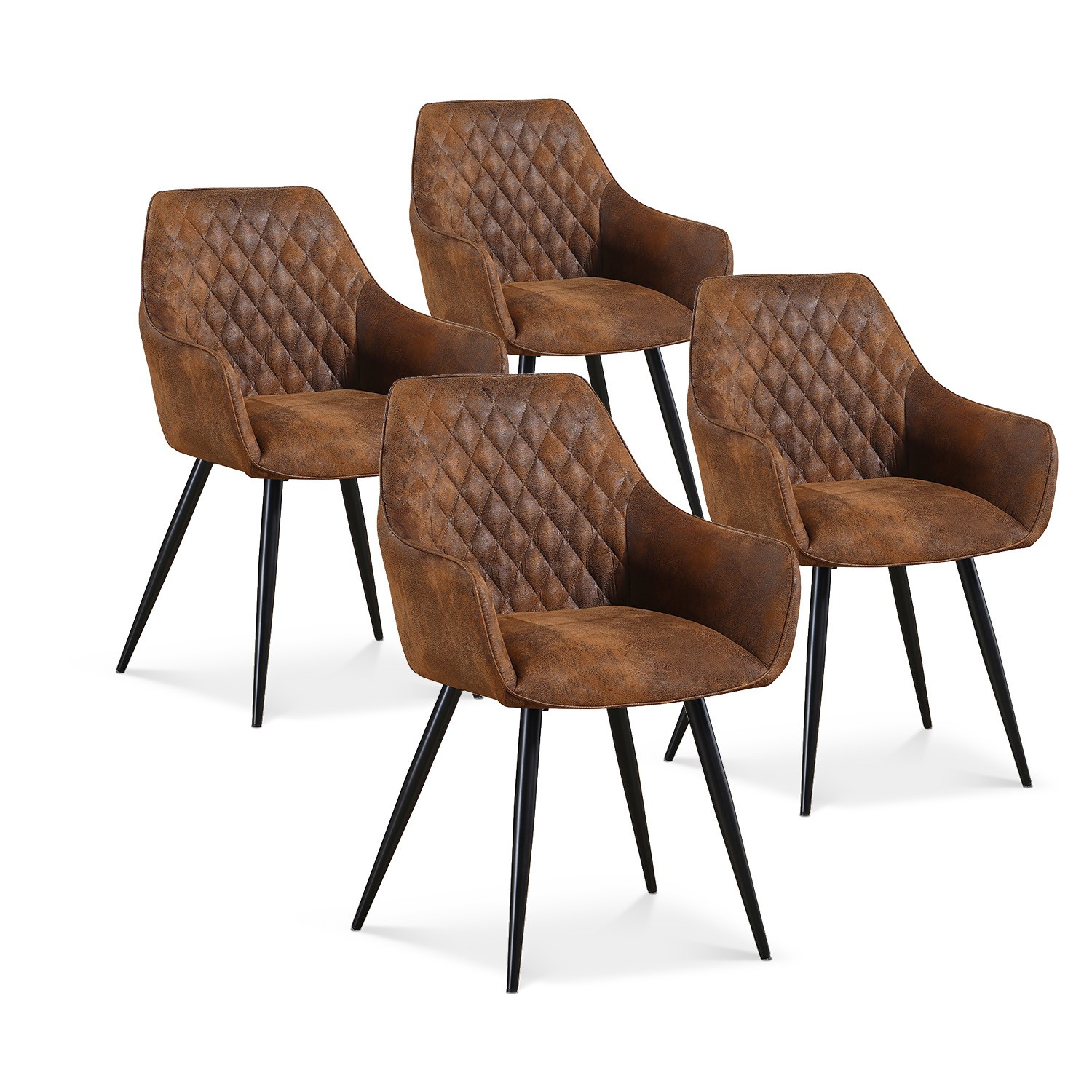 Lot De 4 Chaises De Salle à Manger En Velours Hollandais - Design Moderne - Pieds Métal - Beige - CrandCA Home