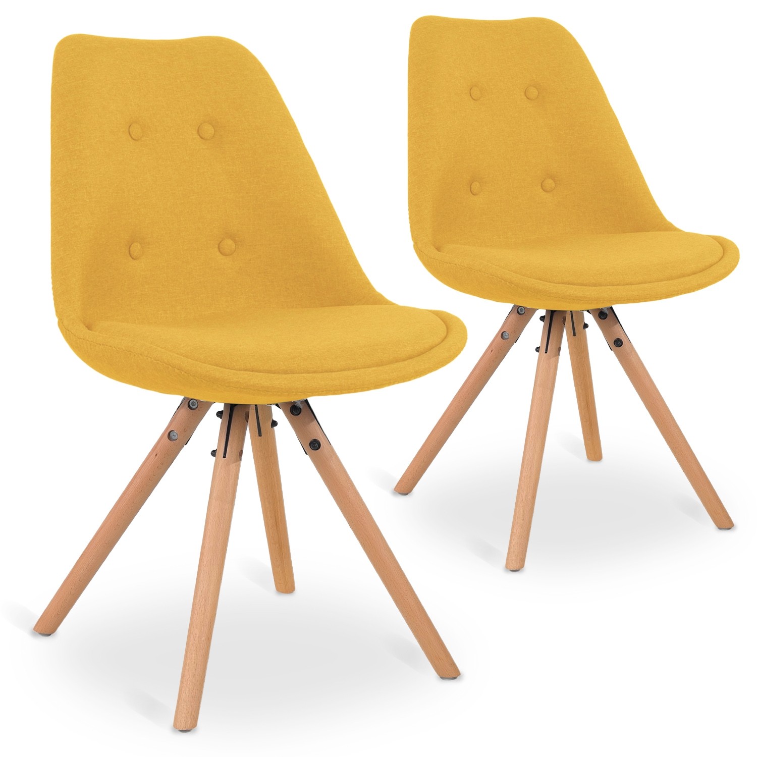 Lot De 2 Chaises Scandinaves Frida Tissu Jaune