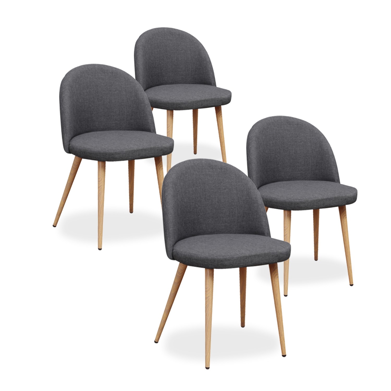 Medyna - Lot de 4 Chaises Scandinaves Grises 