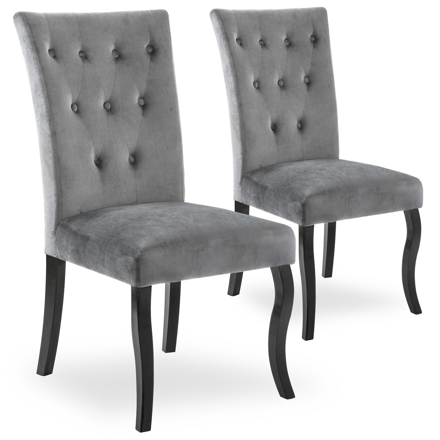 Lot de 2 chaises capitonnees Chaza Velours Gris