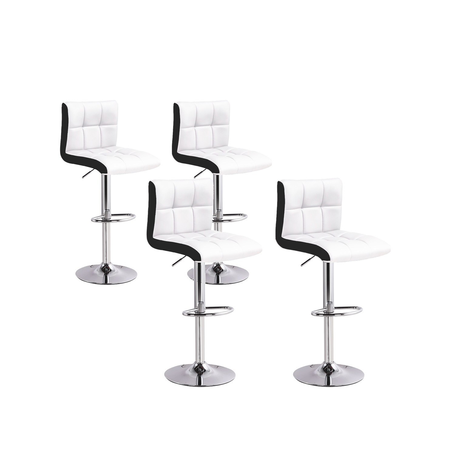 Lot de 4 Tabourets de bar scandinaves Blanc - SARA | ID Market