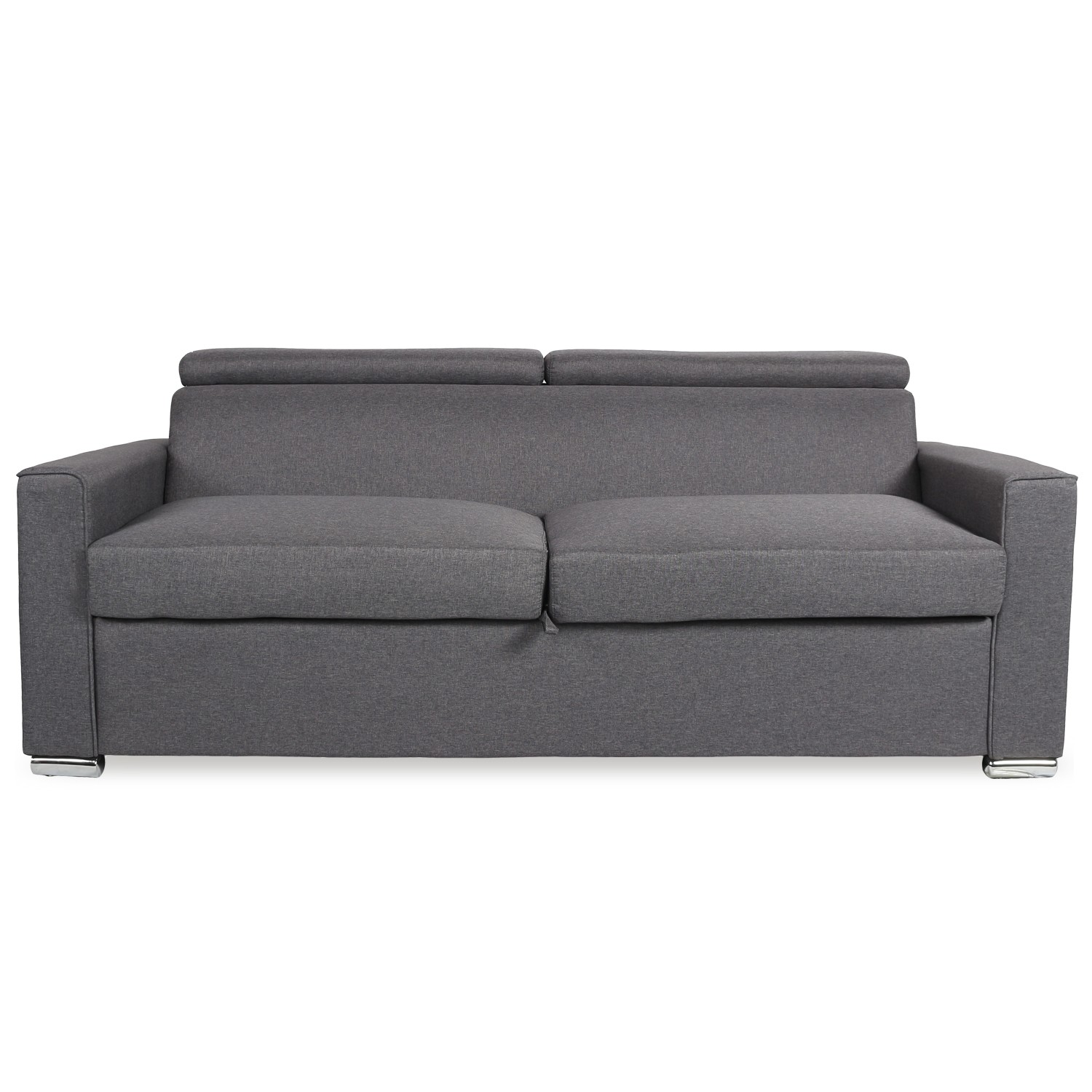 Canapé Convertible Ouverture Express Avec Matelas Noé Tissu Gris Foncé