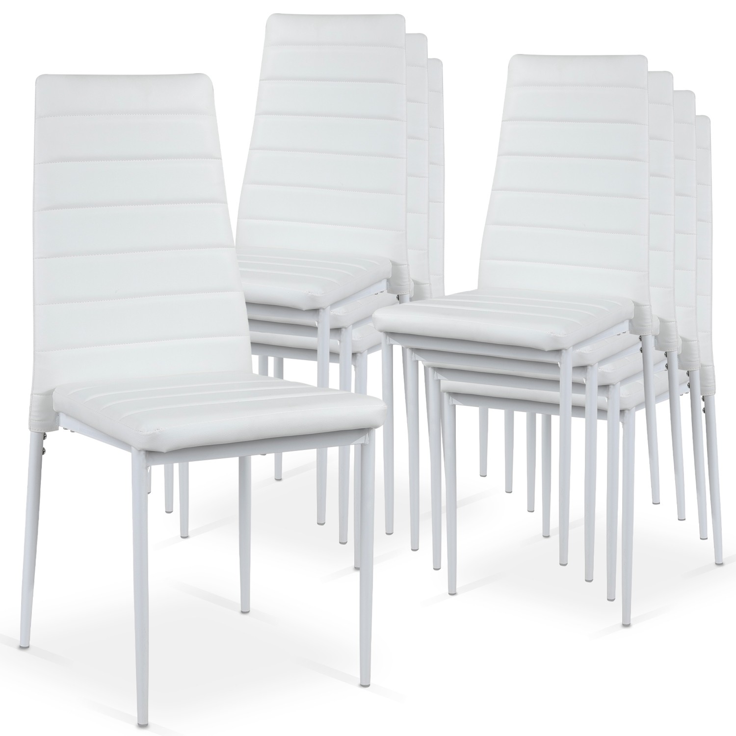 Lot de 8 chaises Strip empilables Blanc Lot de 8 chaises Strip empilables Blanc