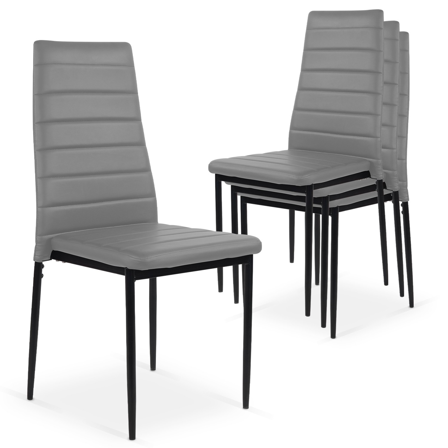 Lot de 4 chaises Strip empilables Gris Lot de 4 chaises Strip empilables Gris