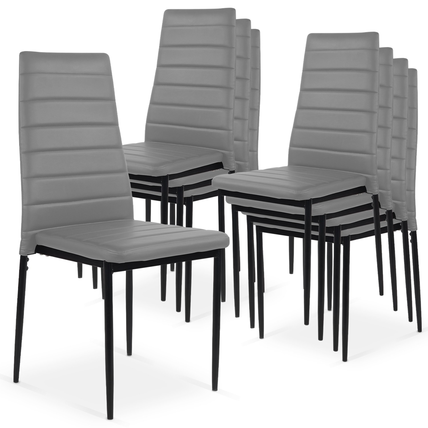 Lot de 8 chaises Strip empilables Gris Lot de 8 chaises Strip empilables Gris