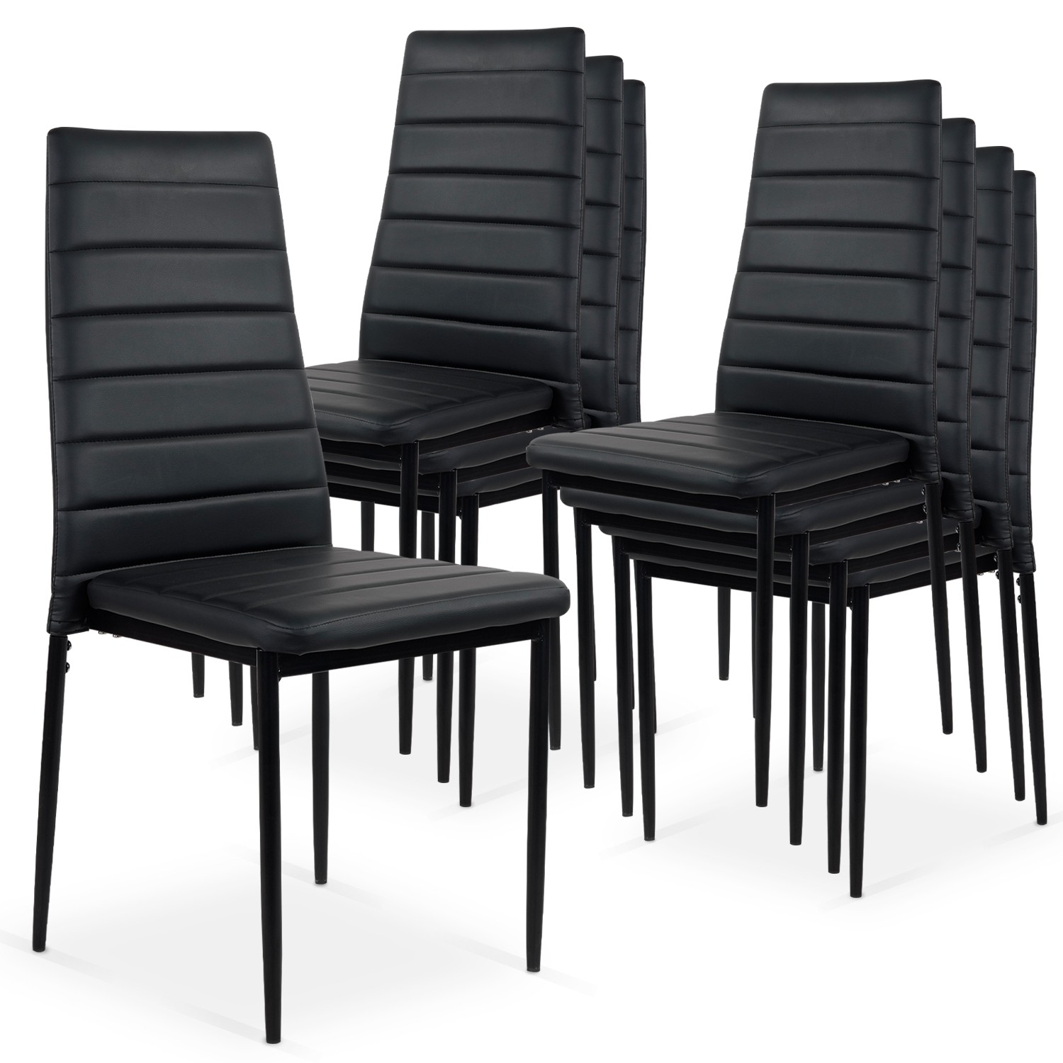 Lot de 8 chaises Strip empilables Noir Lot de 8 chaises Strip empilables Noir