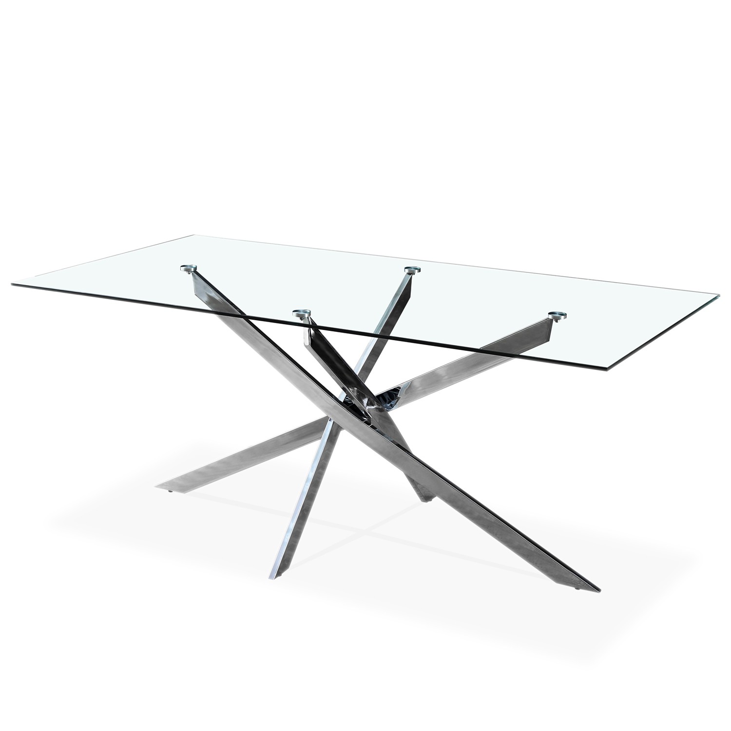 Table à manger 150x90x75 cm en verre noir et blanc | Maison et Styles