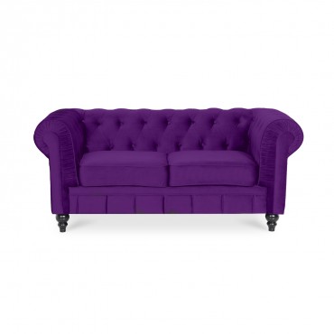 Canapé Chesterfield Velours 2 Places Altesse Violet