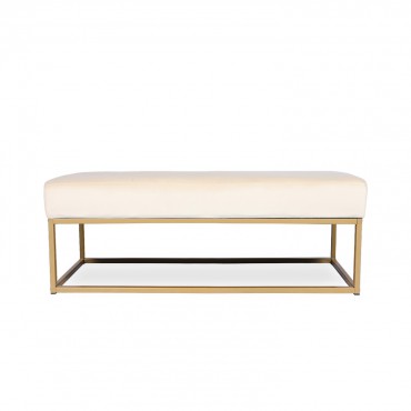 Banquette Clarisse velours beige pieds doré
