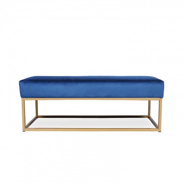 Banquette Clarisse velours bleu pieds doré
