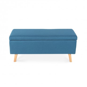 Banquette coffre de style scandinave Eline tissu bleu canard