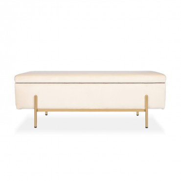 Banquette coffre Olivia Velours beige pieds doré