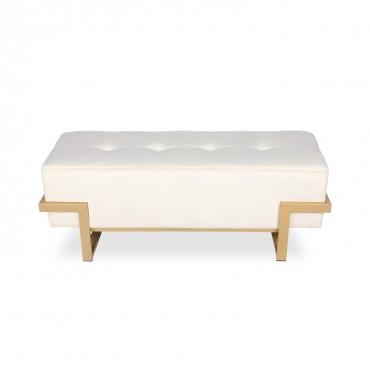 Banquette Selena Velours beige pieds doré