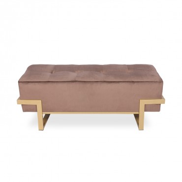 Banquette Selena Velours taupe pieds or