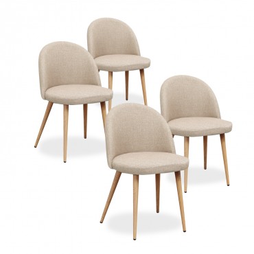 Lot de 4 chaises scandinaves Cecilia tissu Beige