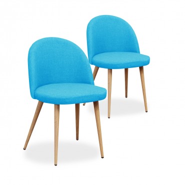 Lot de 2 chaises scandinaves Cecilia tissu Bleu