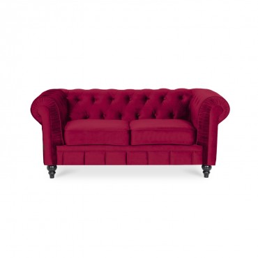 Canapé Chesterfield Velours 2 Places Altesse Rouge