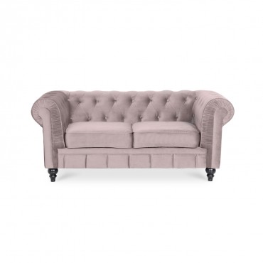 Canapé Chesterfield Velours 2 Places Altesse Taupe