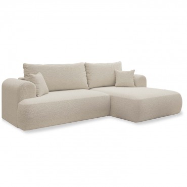 Canapé d'angle droit convertible Velaro Bouclette Beige