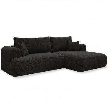 Canapé d'angle droit convertible Velaro Bouclette Noir