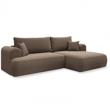 Canapé d'angle droit convertible Velaro BoucletteTaupe