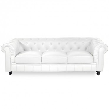 Canapé Chesterfield 3 Places Regency Blanc