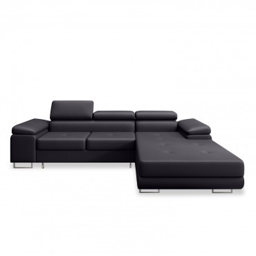 Canapé d'angle droit convertible Alphonso Noir