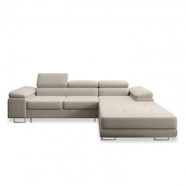 Canapé d'angle droit convertible Alphonso tissu Beige