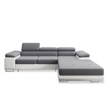 Canapé d'angle droit convertible Alphonso Gris et Blanc