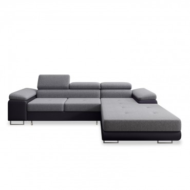 Canapé d'angle droit convertible Alphonso Gris et Noir