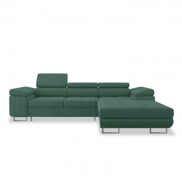 Canapé d'angle droit convertible Alphonso velours côtelé Vert