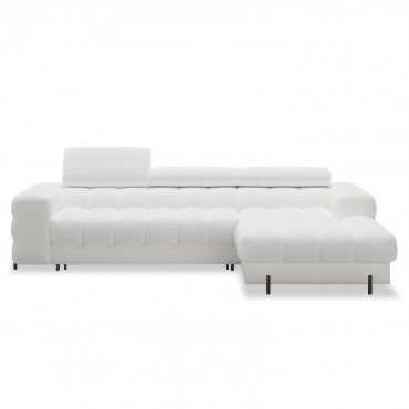Canapé d'angle droit convertible Cesto Bouclette Blanc