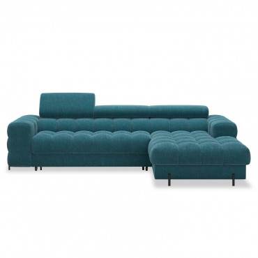 Canapé d'angle droit convertible Cesto Velours Bleu