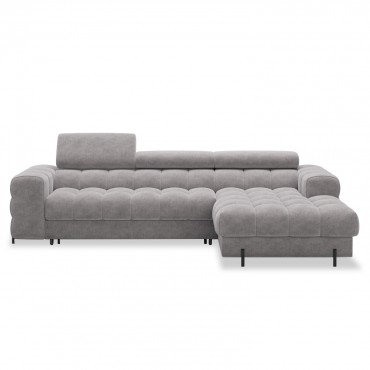 Canapé d'angle droit convertible Cesto Velours Gris